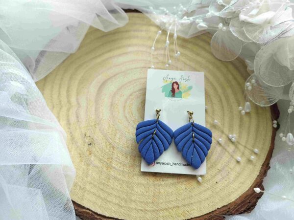 Feather Earrings - Cobalt Blue