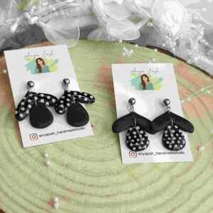 Black Polka Earrings