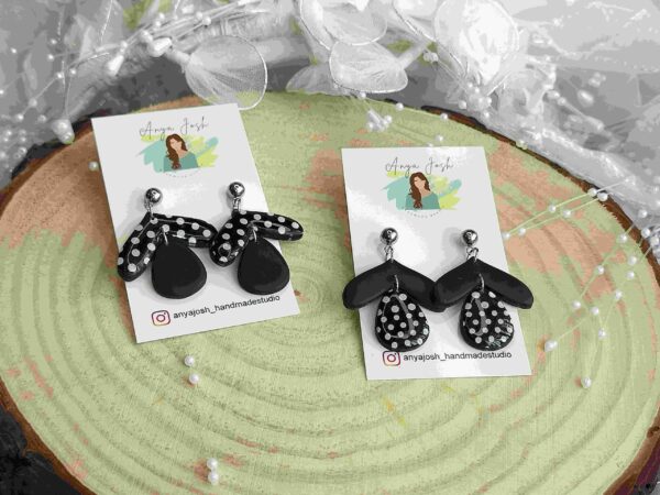 Black Polka Earrings