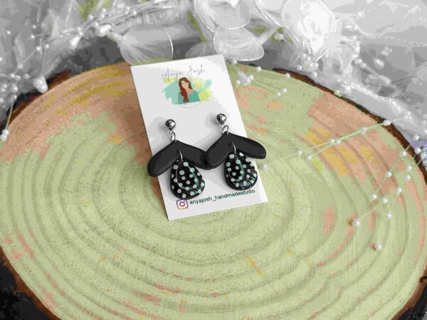 Black Polka Earrings - Image 3