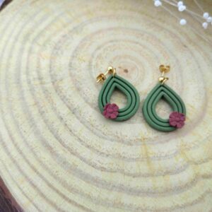 Floral Swirl - Green & Maroon