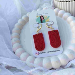 Textured Earrings - Crimson Red